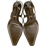 Fendi Olive Green Patent Leather FF  Slingback Pumps (35)
