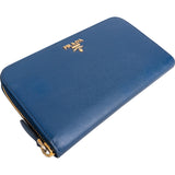 Prada Saffiano Metal Leather Zip Around Wallet