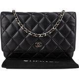Chanel Quilted Lambskin Palladium Wallet On Chain Crossbody Bag