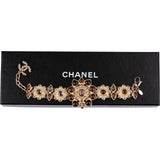 Chanel Gold Tone Gripoix Byzantine Flower Cabochons CC Motif Bracelet