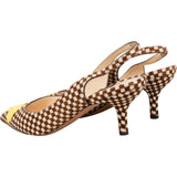 Louis Vuitton Brown Checked Damier Pony Hair Oh Really! Rose Kitten Heel Pumps (35,5)