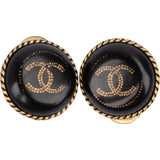 Chanel Vintage CC Emblem Round Clip-On Earrings