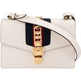 Gucci White Leather Sylvie Shoulder Bag