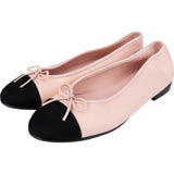 Chanel Pink Lambskin Fabric Cap Toe CC Ballerina Flats (41)