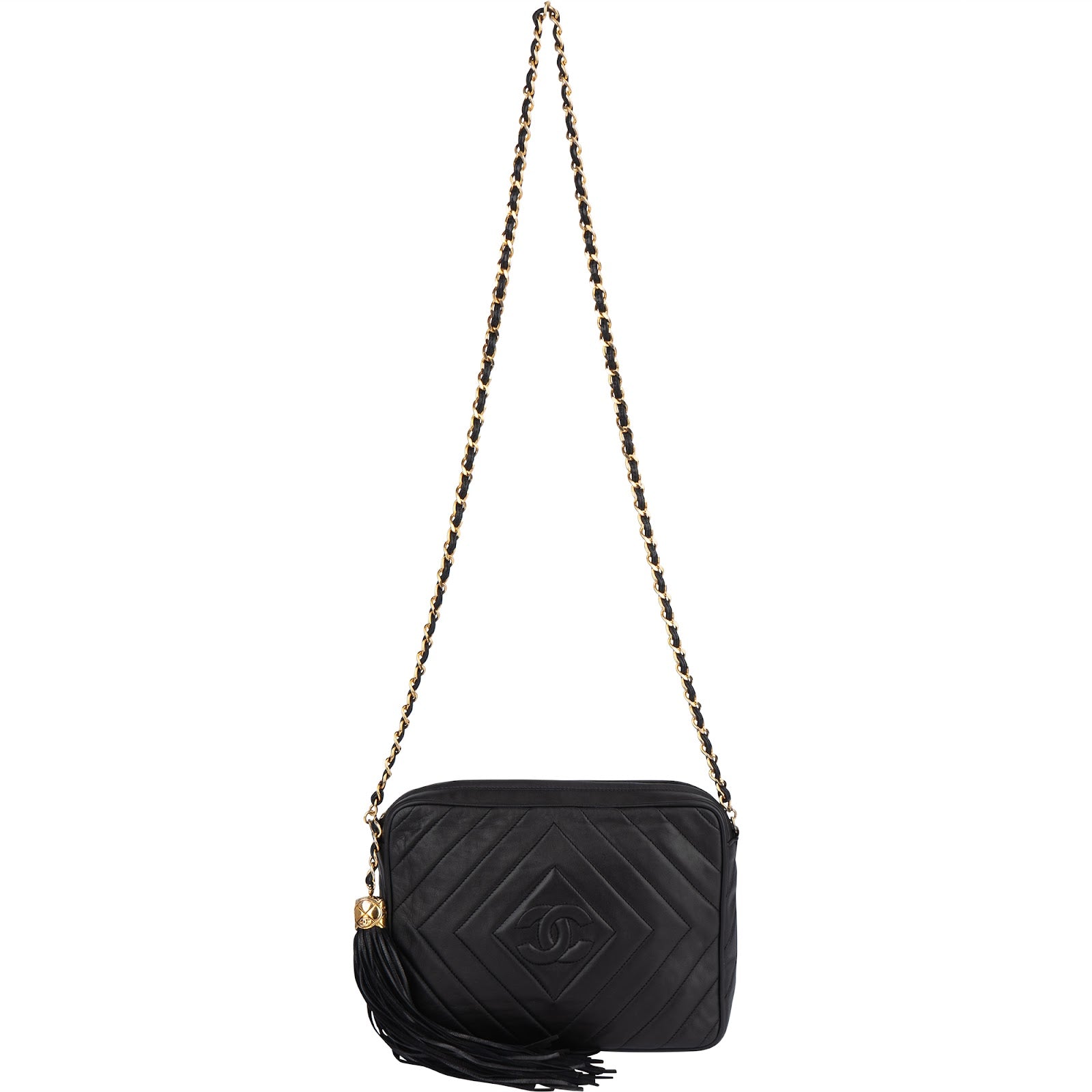 Chanel Quilted Lambskin Chevron Camera Crossbody Bag - vintageandkickz