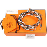 Hermès Bleu Petrole Blanc Cordonnet Cord Kiss H Belt (70)