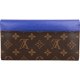 Louis Vuitton Blue Epi Leather Monogram Canvas Sarah Wallet