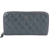 Chanel Quilted Caviar Leather Zip Around Wallet