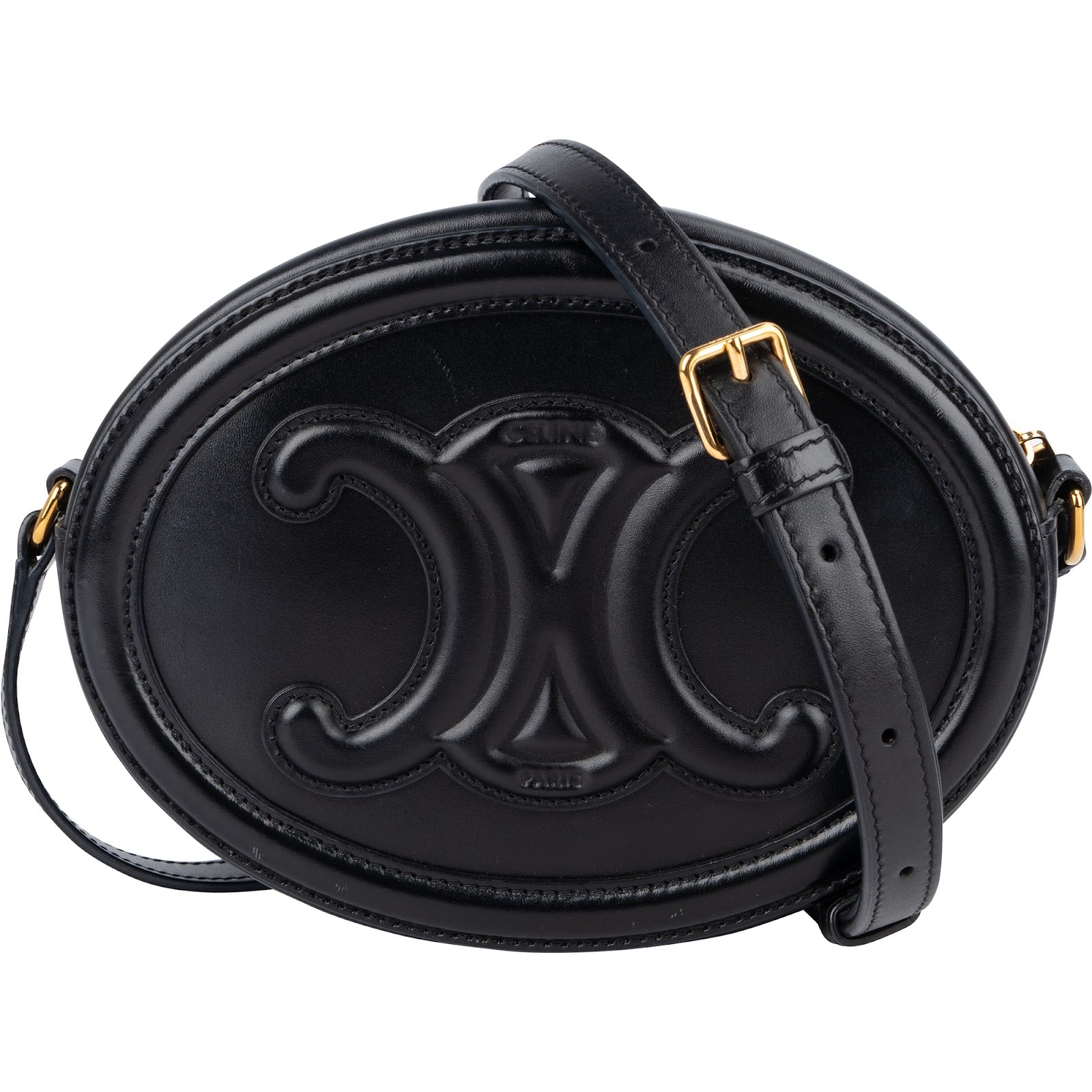 Celine Leather Cuir Triomphe Oval Purse Crossbody Bag - vintageandkickz