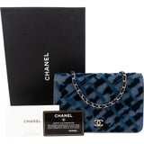 Chanel Denim Velvet Graffiti Wallet On Chain Crossbody Bag