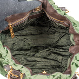 Prada Green Tessuto Gaufre Ricamo Satchel Handbag