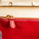 Prada Golden Platino Saffiano Leather Triangle Flap Mini Crossbody Bag