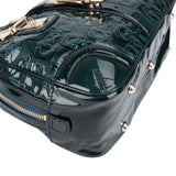 Gucci Monogram Patent Leather Horsebit Boston Handbag