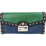 Prada Saffiano Leather Tricolor Studded Lock Wallet
