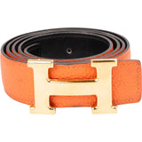 Hermès Bicolor Leather Reversible H Belt (100)