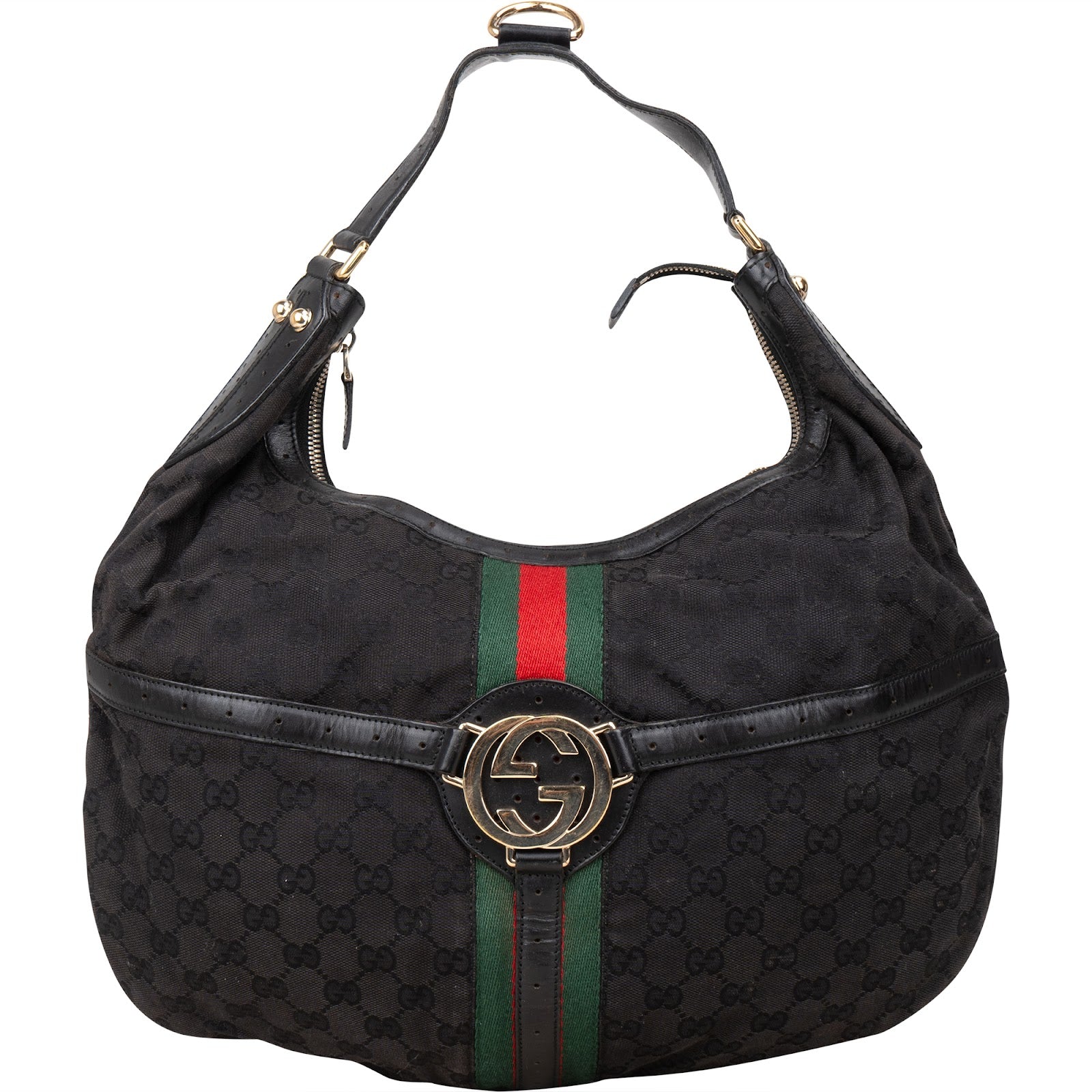 [🔄️B14 / F02] Gucci Monogram GG Canvas Britt Hobo Shoulder Bag - vintageandkickz