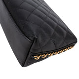 Chanel Quilted Caviar Leather Side Chain Clutch Bag