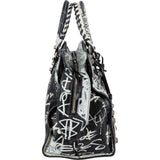 Balenciaga Graffiti Print Leather Neo Cagole City Handbag