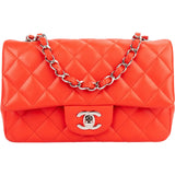 Chanel Quilted Lambskin Mini Rectangular Palladium Single Flap Crossbody Bag