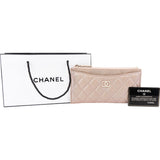 Chanel Quilted Caviar Leather CC Long Card Holder Zipped Wallet