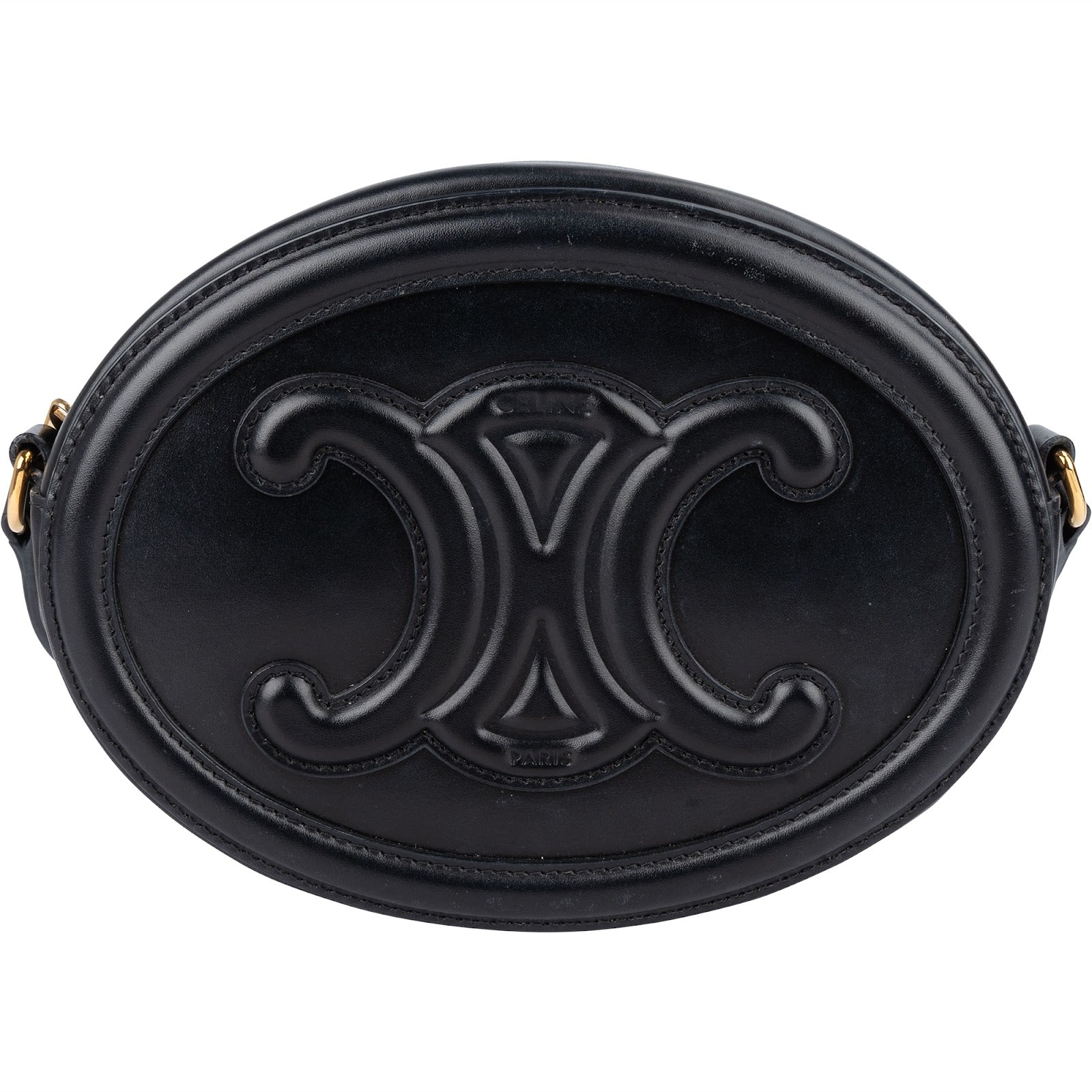 Celine Leather Cuir Triomphe Oval Purse Crossbody Bag - vintageandkickz