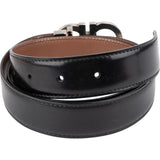 Salvatore Ferragamo Black Leather Reversible Gancini Buckle Belt