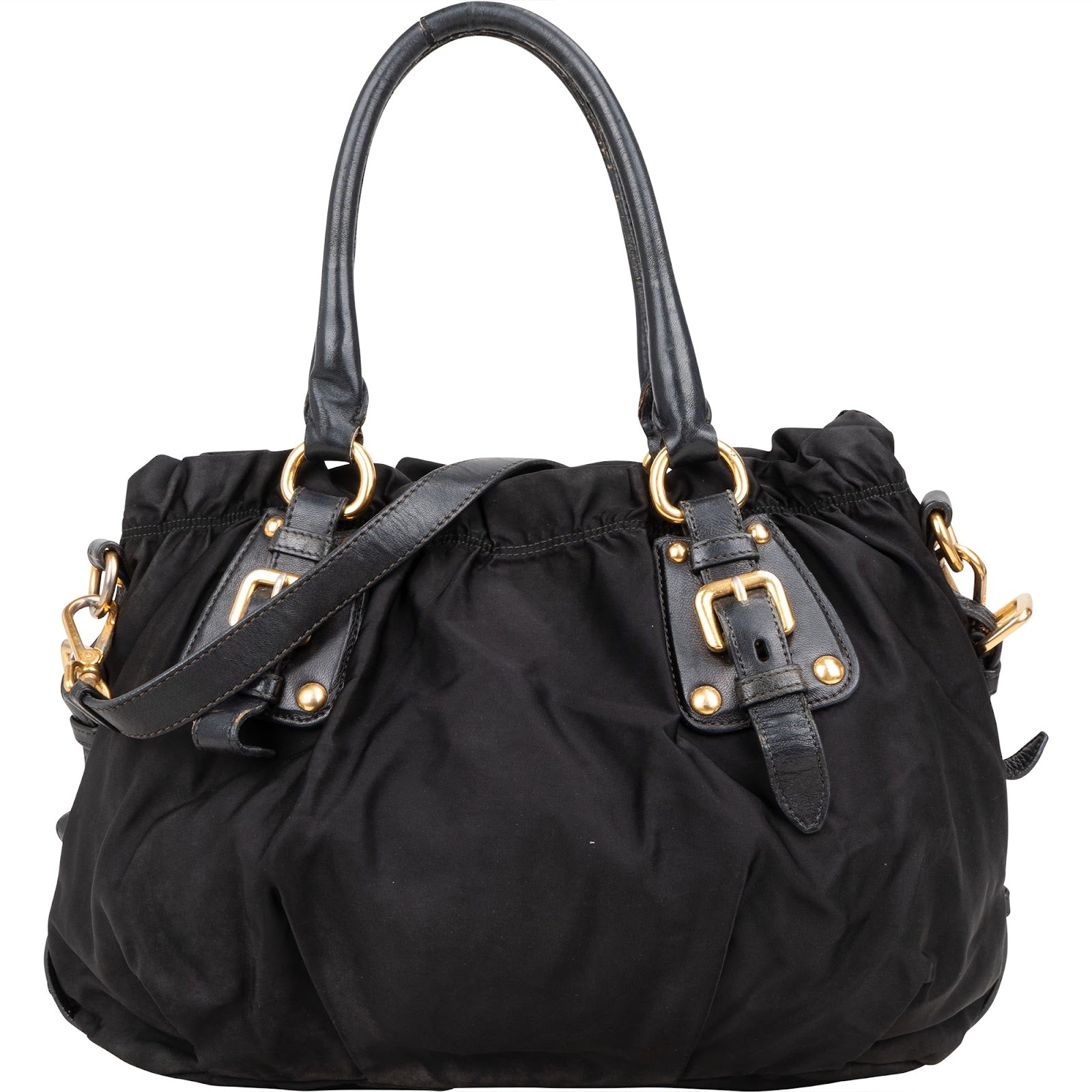 Prada Black Nylon Logo Handbag - vintageandkickz