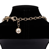 Chanel Double-Strand Gold Pearl Beads Cross Flower Pendant Necklace