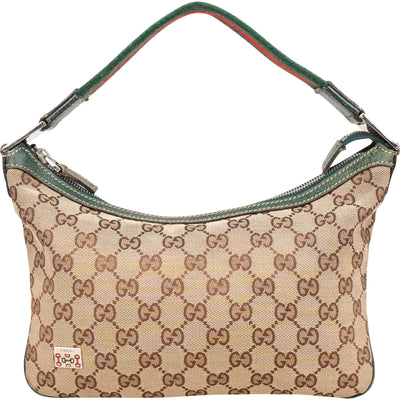 [🔄️B09 / F12] Gucci Monogram GG Canvas Web Pochette Shoulder Bag - vintageandkickz