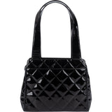 Chanel Quilted Patent Leather CC Small Tote Handbag