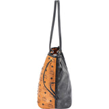 MCM Monogram Visetos Diagonal Studded Liz Shopper Shoulder Bag