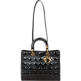 Christian Dior Quilted Patent Leather Lady Dior Handbag - vintageandkickz