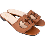 Gucci Brown Leather Interlocking G Slide Sandals (36,5)