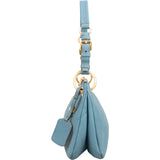 Prada Blue Vitello Daino Hobo Shoulder Bag