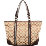 Coach Monogram Signature Gallery Suede Stripe Tote Shoulder Bag