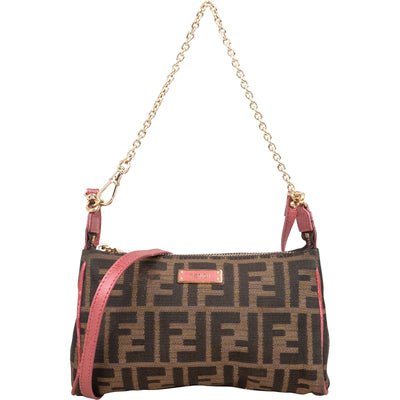 Fendi Monogram Zucca Chain Mini Pochette Handbag