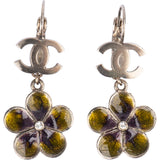 Chanel CC Flower Dangle Earrings