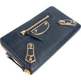 Balenciaga Classic Blue Continental City Zip Around Wallet