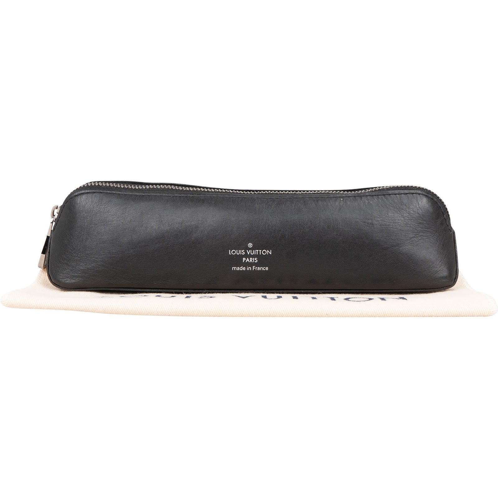 [🔄️B09 / F34] Louis Vuitton Canvas Monogram Black Leather Trousse Ronde Pencil Case - vintageandkickz