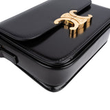 Celine Black Shiny Classic Boxcalf Leather Small Triomphe Crossbody Bag