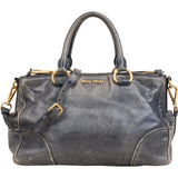 Miu Miu Vitello Blue Lux Satchel Handbag
