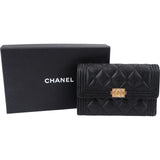 Chanel Quilted Caviar Leather Small Boy Wallet
