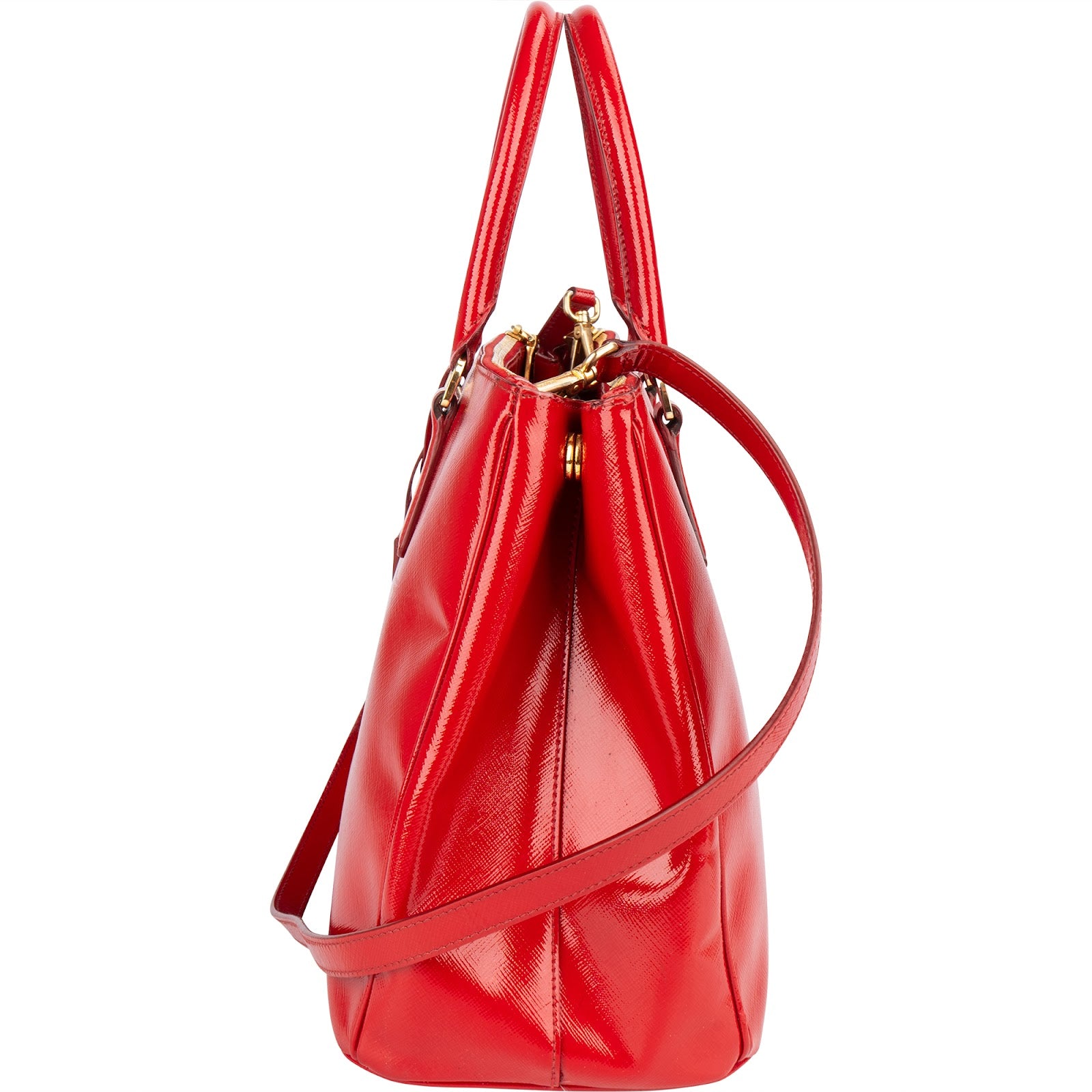 Prada Saffiano Patent Leather Galleria Handbag - vintageandkickz