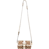 [🔄️B14 / F36] Coach Monogram Signature Canvas Hampton Studded Demi Flap Crossbody Bag - vintageandkickz