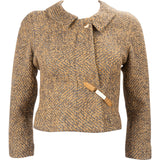 Chanel Multicolor Wool Draped Lapel Herringbone Scarf Jacket (FR 34 / DE 32)