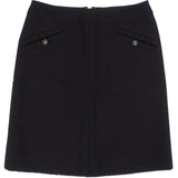 Chanel Black Wool & Silk CC Buttons Fringed Hem Pencil Skirt (FR 36 / DE 34)
