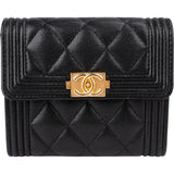 Chanel Caviar Leather Small Boy Flap Wallet