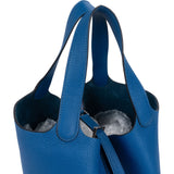 Hermès Bleu Tie Taurillon Clemence Palladium Picotin Lock 22 Handbag