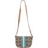 Coach Monogram Signature Stripe Saddle Crossbody Bag
