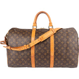 Louis Vuitton Monogram Canvas Keepall 50 Bandoulière Travel Bag